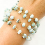Larimar Gold Plated Wire Chain